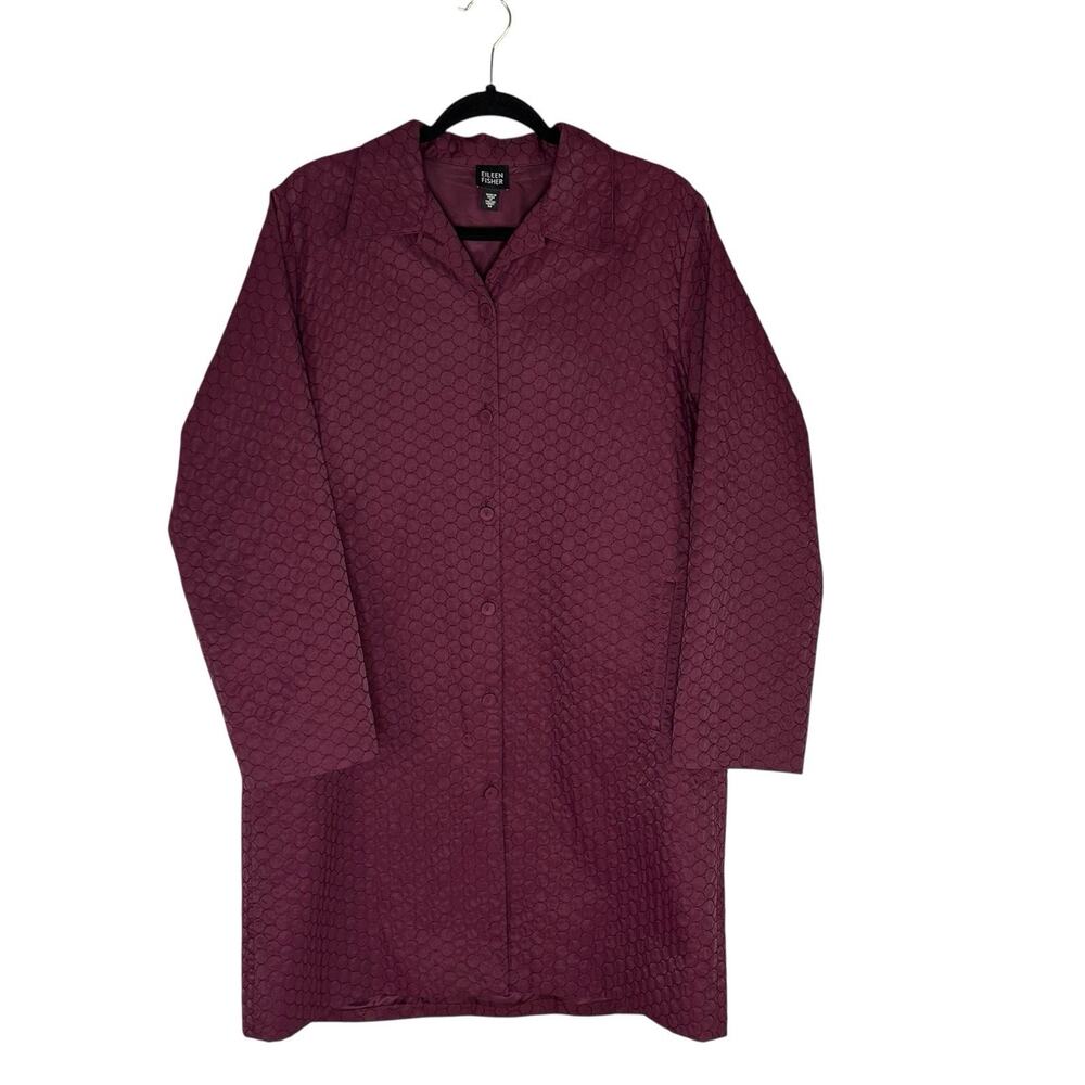 Eileen Fisher Over Coat Long Jacket Lightweight Lagenlook Burgundy Size M